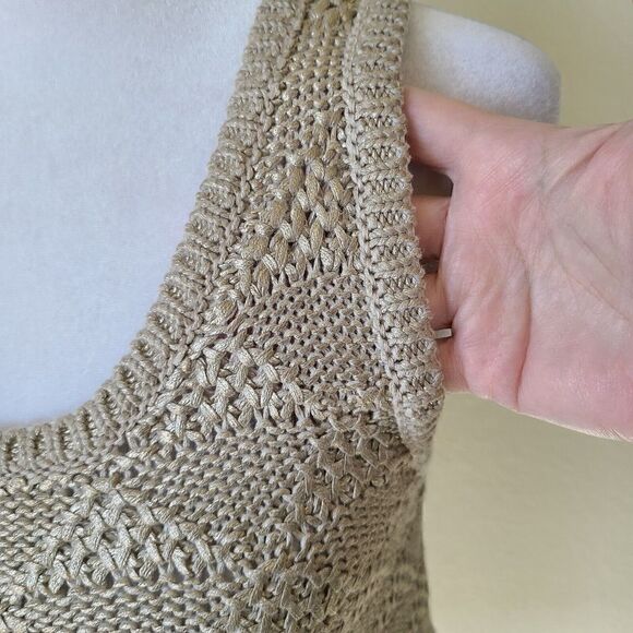 Moth Anthropologie Gold Metallic Sleeveless Tank Top Tunic Sweater Size XS - Picture 2 of 10